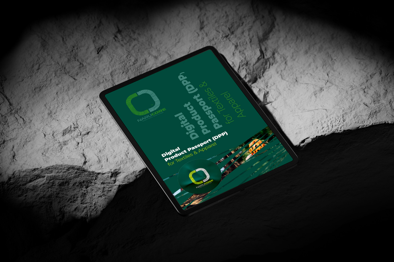 iPad toont de DDP-tool als digitaal paspoort om circulair denken in de buitensport te ondersteunen.